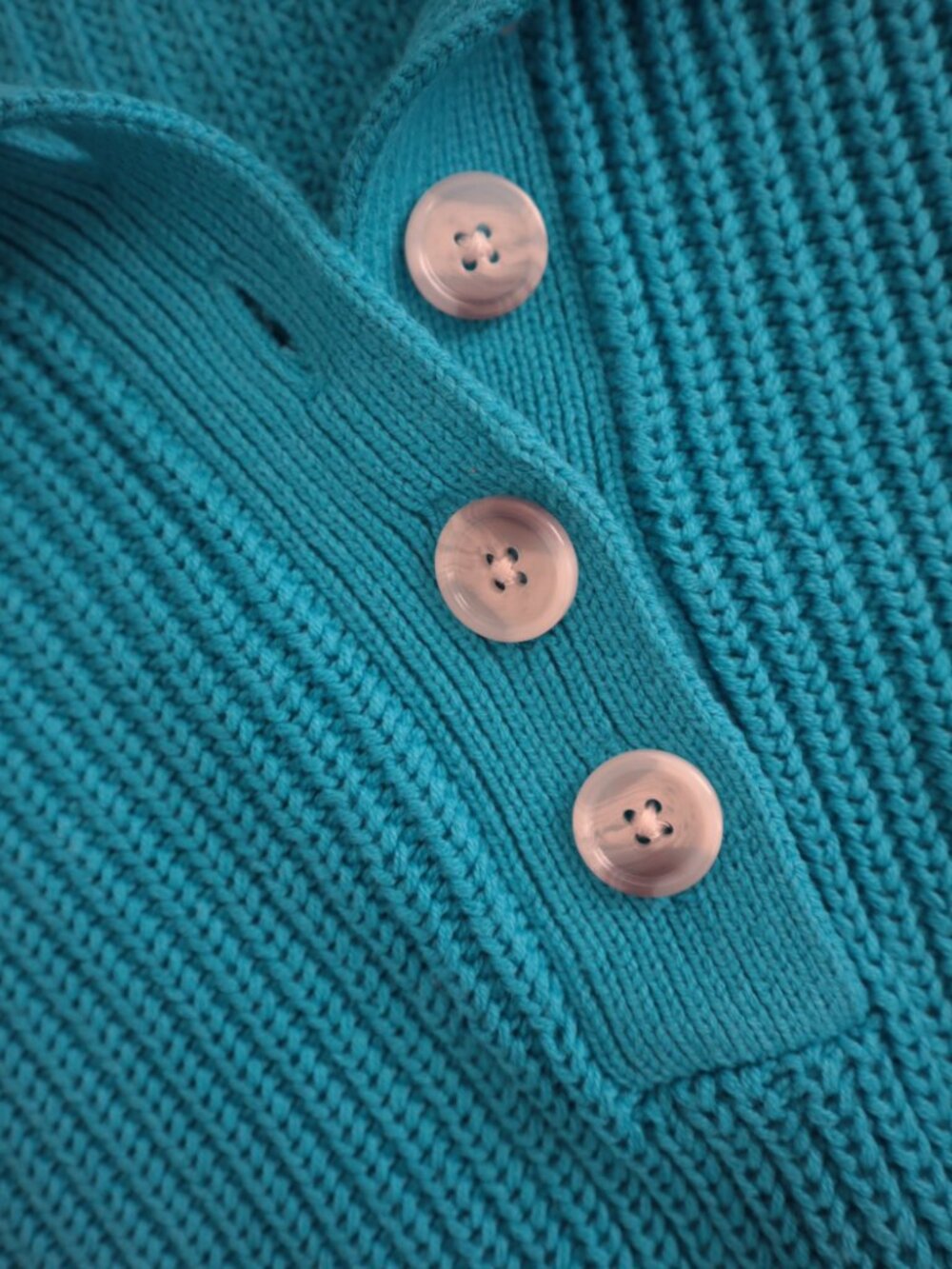 LOFT Ribbed Collared 1/4 Button Front Sweater | S - Picture 5 of 7